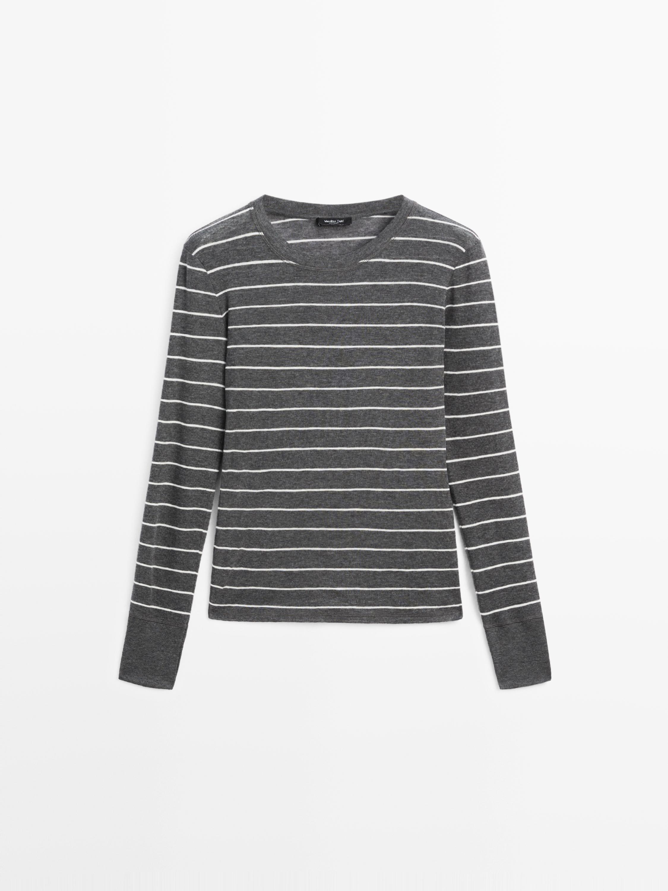 Lightweight striped long sleeve T-shirt